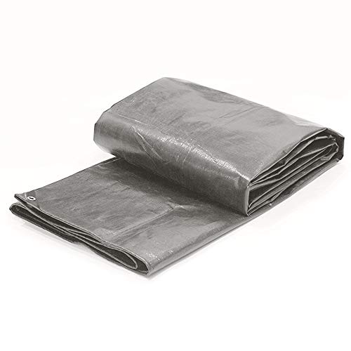 Toolman 9 x 12 Feet Gray Multi Purpose Waterproof Poly Tarp Cover 5 Mil Thick 8 x 8 Weave QTHT003A