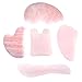 Jovivi Gua Sha Scraping Massage Tools, 5 Pcs Rose Quartz Multi-Shape Guasha Board for Face & Body, Natural Crystal Stone Gua Sha Facial Tool, Face Massager for Traditional Acupuncture Therapy