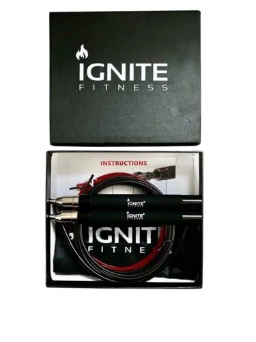 Ignite Fitness Premium Speed Skipping Jump Rope - Professional Exercise Gym (Black)