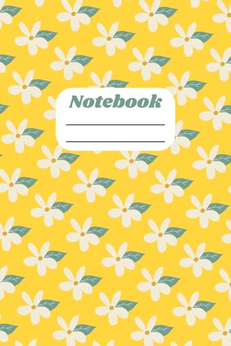 Yellow Journal With White Flower And A Leaf: Notebook