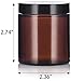 JUVITUS 4 oz Amber Glass Straight Sided Jar with Black Smooth Lid (4 Pack) Empty Storage Containers