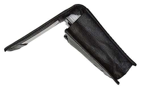 Genuine Leather Expandable Credit Card Outside Id Business Card Holder Wallet 070BK