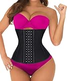 Camellias Women Classic 3 Hooks Latex Waist Trainer Corset For Weight Loss Waist Cincher Body Shaper Slimmer Tummy Control Shapewear Black,SZ1988-3-Black-2XL