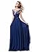 Babyonline Blue Long Prom Lace Dresses Evening Gowns with Sequins