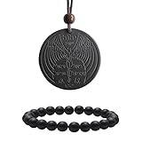 Anti EMF Radiation Protection Pendant, Scalar Energy Pendant Volcanic Lava Negative Ions Energy Pendant Necklace Orgone Pendant and Matte Black Agate Bracelet (one Pack Pendant and one Pack Bracelet)