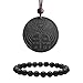 Anti EMF Radiation Protection Pendant, Scalar Energy Pendant Volcanic Lava Negative Ions Energy Pendant Necklace Orgone Pendant and Matte Black Agate Bracelet (one Pack Pendant and one Pack Bracelet)