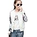 Hellomamma Women's Slim Fit Floral Print Baseball Bomber Jacket White M