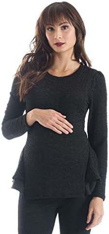 Lilac Morgan Peplum Long Sleeve Maternity Top - Black - Medium