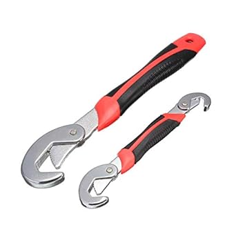 DeoDap Power Tool Set 2Pcs Multi-Function Universal Quick Snap N Grip Adjustable Wrench Spanner Set (Red & Black, 2pcs)