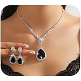 JWICOS Crystal Jewelry Set Bridal Necklace Earrings Set Bride Rhinestone Choker Necklace for Women Prom Party