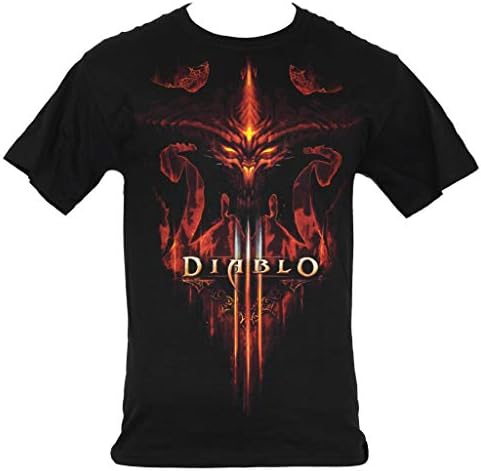 TAILAD Diablo III Burning Men's Short Sleeve Black Tee Shirt