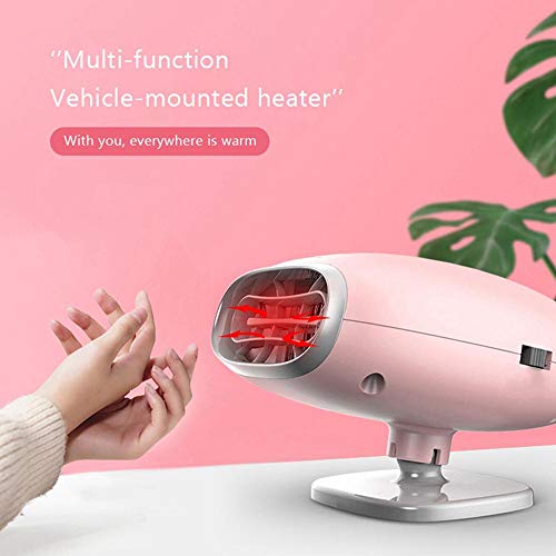 Portable Car Heater Defroster, Upgraded 12 V Fast Heating Car Windscreen Demister Heater, 360° Rotating 2 in 1 Auto Heating Cooling Fan with Plug in Cigarette Lighter for Vehicle Trucks (Black)
