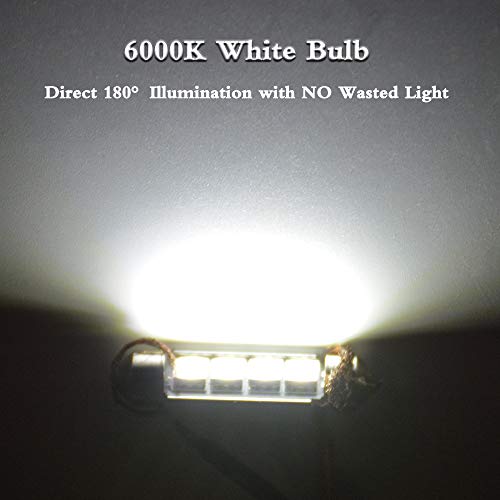 LEDKINGDOMUS 578 Led Bulb, 10 Pcs 42mm 5050 4 SMD Festoon Led Bulbs White Color Canbus Error Free Interior Dome Map Lights 211, 212-2, 569 (White) - Thumbnail 4
