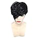 Curly Short Wigs, Inkach Fashion Girls Bob Wig Synthetic Straight Hair Wigs (Black)