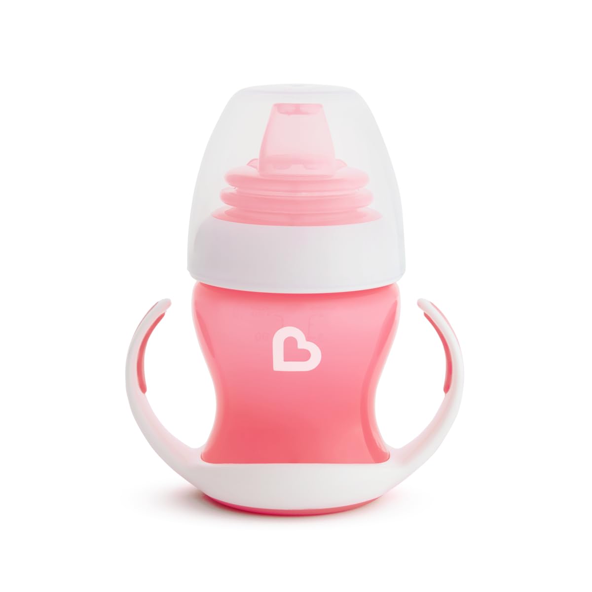 Munchkin Gentle Transition Baby Cup, Babies & Toddlers Sippy Cups with Handles & Lids, BPA Free Non Spill Cup, Dishwasher Safe, Leakproof Silicone Childrens Cups for 4+ Months - 4oz/118ml, Pink