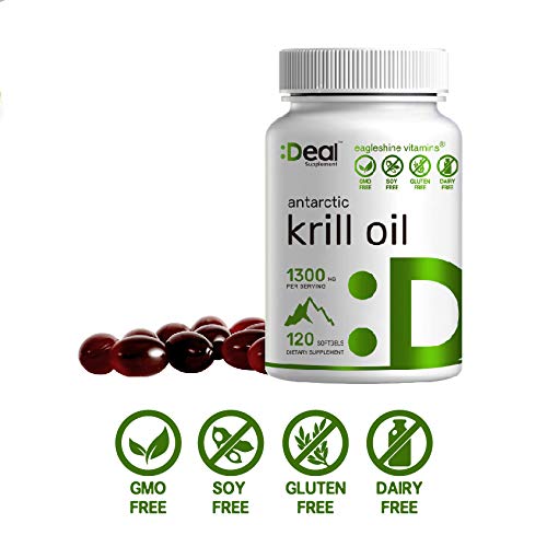 Deal Supplement Antarctic Krill Oil 1300mg, 120 Softgels, Rich in Omega