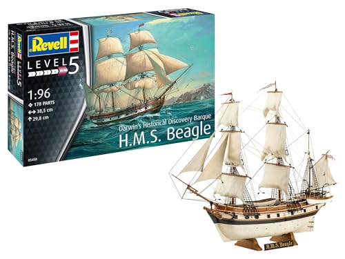 Revell 05458 Darwins Historical Discovery Barque H.M.S. Beagle 1:96 Scale - Unbuilt/Unpainted Plastic Model Kit