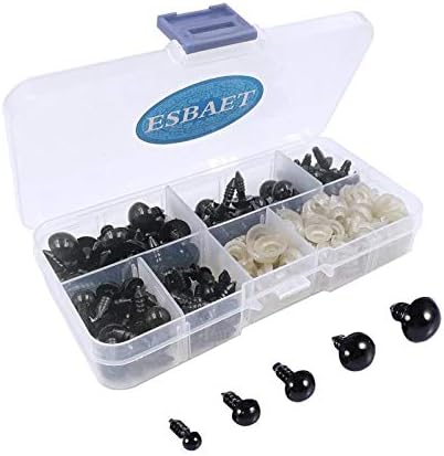 Esbaet 100個入り さし目 ぬいぐるみ目 動物 人形 おもちゃ アイ ぬいぐるみ 黒目 テディベア 目玉 人形目 人形眼 ドールメイキング さし鼻 動物鼻 プラスチックノーズ Diy 縫製 クラフト 手芸パーツ 手作り 6mm 8mm 9mm 10mm 12mm Logicel Net