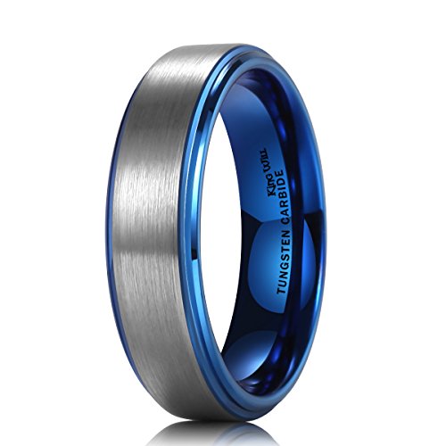 King Will Tungsten Carbide Wedding Band for Men Women-4/6/8mm Width 14K Gold Plated Tungsten Wedding Ring Matte Brushed & High Polished Style Comfort Fit Wedding Band Size 6-14ClimatePartner certified