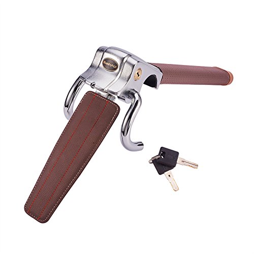 Blueshyhall Brown Antitheft Locking Devices Steering Wheel Lock with Safety Hammer