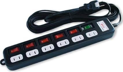 Amazon ロング延長コード付6個口スイッチタップbk10ｍ 新東電器