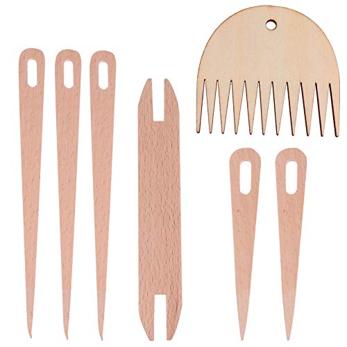 HORIALENCE Wooden Weaving Stick Set for DIY Crafting 10-Piece Knitting Needle Kit Weaving Comb for Tapestry Making and Handcraft Projects