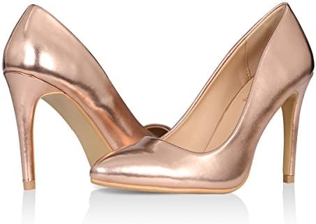 Yeviavy Women's High Heels Pumps Dress Pointed Toe Stiletto Fashion Classic Shoes Milla Rose Gold Metallic 10