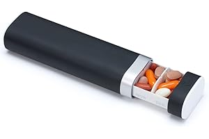 Travel Weekly Pill Organizer, Colorwing Stylish Pretty Pill Box 7 Day, Cute Daily Pill Case Holder to Medication, Supplements, Tablets, Great for Office, Trip, Gym (Black)