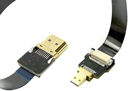 Slim Soft Micro HDMI Straight Male to Standard HDMI Normal HDMI Full HDMI Compatible with panasonic lumix GH4 GOPRO blackmagic BMPCC Sony Alpha Sony A5000 A6000 A7R A7S A6300 A6500 50CM Black