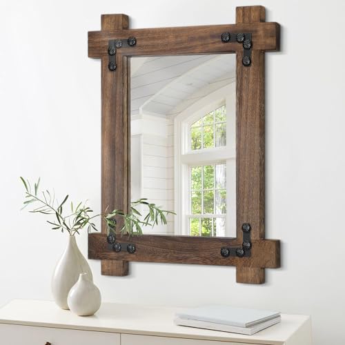 Rustic Rectangular Wall Mirror Mirrors for Wall Black Vintage Rustic Wood Framed Mirror Decorative ...