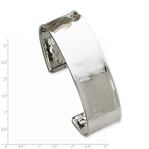 14k White Gold 19mm Lightly Hammered Polished Bangle