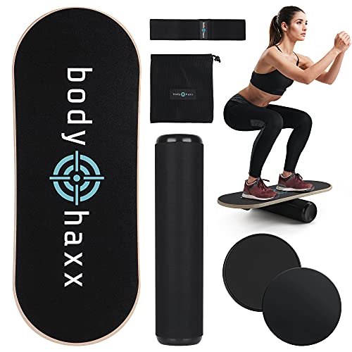 body haxx BODY HAXX Wooden Balance Board Trainer with Yoga Resistance