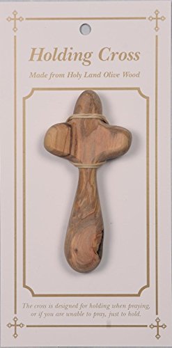 Olive Wood Holding Cross Confirmation Gift 10cm x 5cm Made in Bethlehem. Comfort Cross. Only available carded as shown from St Joseph's Catholic Giftshop.