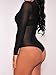 TIKSAWON Women Sexy Long Sleeve Sheer Mesh Leotard Bodysuit Tops S Black