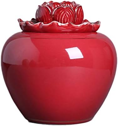 UCYG Airtight Food Storage Containers Bins with Lids Large, Ceramic Pottery Cereal Containers Canister Cookie Jar for Kitchen Pantry Organization Flour Rice Candy Bulk, 2L, 18x18cm (Color : Red)