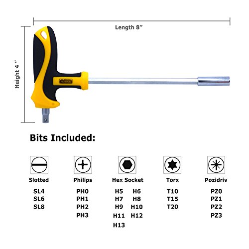 Acekit T-handle 25 In 1 Multi Bits Hex Socket Wrench Screwdriver Set Deep Nuts Driver