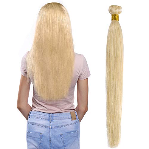 Brazilian Virgin Hair Bundles #613 Blonde Human Hair Weave Extensions 100g Silky Straight 22 inch