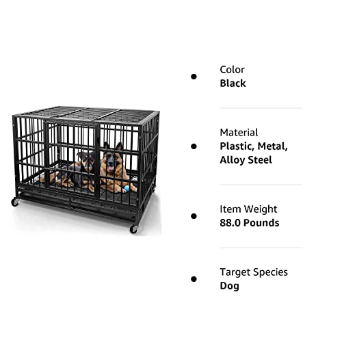 Otaid 48 Inch Heavy Duty Dog Crate Cage Kennel with Wheels, High