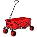 Ollieroo Outdoor Utility Wagon Folding Collapsible Garden Beach Snow Shopping Cart with 7''x4'' Thick Rubber Wheels 150 Pound Capacity Red