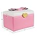 SONGMICS Jewelry Box with Bowknot Mirrored Compact Travel Case Gift for Kids Girls and Women Pink and White UJBC115P