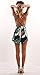 Coutgo Women's Leaf Print Strapless Jumpsuit Overlay Romper Jumpsuit (M, Navy)