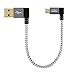 CableCreation Short (0.5ft) [2-Pack] 90 Degree USB 2.0 A to Micro USB B Cable, Double Angle-Dual Angled Short Micro USB Cable with Aluminium Case,15cm, Space Gray