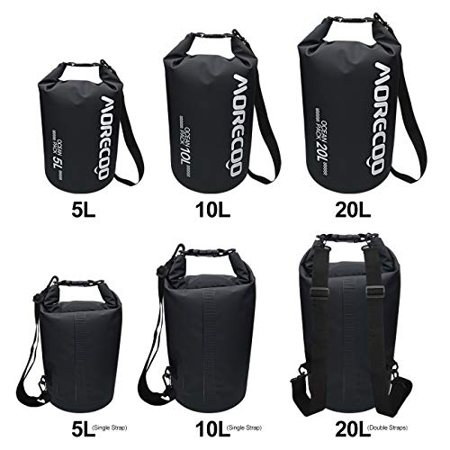 MORECOO Waterproof Bag Floating Ultra Light Dry Bag Outdoor Sports Sweatproof Dry Backpack 5L/10L for Kayaking/Rafting/Boating/Swimming/Camping/Hiking/Beach/Fishing (Black, 10L) - Thumbnail 2