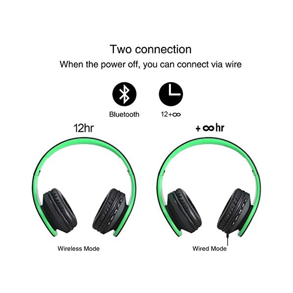 Wireless-Bluetooth-Over-Ear-Stereo-Foldable-Headphones-Wireless-and-Wired-Mode-Headsets-with-Soft-Memory-Protein-EarmuffsBuilt-in-Mic-for-Mobile-Phone-TV-PC-Laptop-Black-Green Wireless Bluetooth Over Ear Stereo Foldable Headphones, Wireless and Wired Mode Headsets with Soft Memory-Protein…