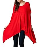Women's Asymmetry Loose Tunic Tops Scoop Neck Dress Poncho Cape Top Blouse