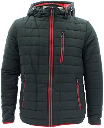 Spire By Harvic - Men`s Bubble Bomber Contrast Trim Jacket - Olive/Red