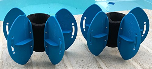 AquaLogix Blue Max Resistance Aquatic Fins - Omni-Directional Water/Drag Resistance Exercise for Lower and Upper Body Pool Workouts - Includes Online Demonstration Video (Fins Pair HRBBLS)