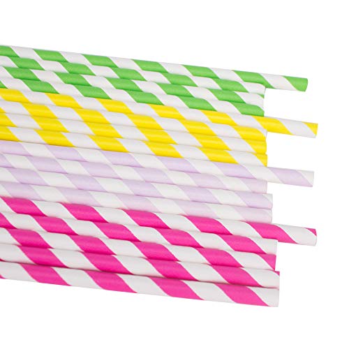 Belinlen Papier-Trinkhalme, gestreift, biologisch abbaubar, umweltfreundlich, Papier-Trinkhalme, für Säfte, Shakes… – Bild 4