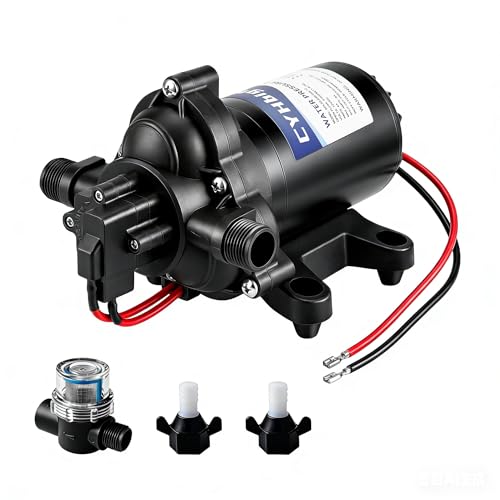 12V DC Self Priming Rv Water Pressure Pump, 3.0GPM 45PSI Quiet Water Diaphragm Pump with Pressure Switch for RV Marine Camping Yacht Boat Trailer Caravan
