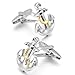 INBLUE Men's 2 PCS Rhodium Plated Cufflinks Silver Gold Tone Anchor Nautical Shirt Business Wedding 1 Pair Set